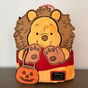 NWT Loungefly Winnie The Pooh Faux Fur Lion Costume Glow Halloween Mini Backpack